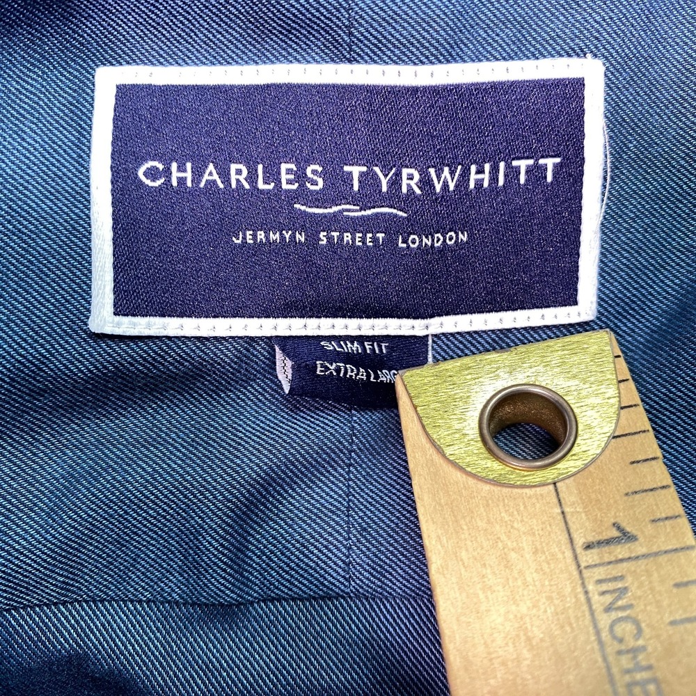 Charles Tyrwhitt Blue Twill Slim Fit Button-Down Shirt Mens XL Long Sleeve - Picture 13 of 15